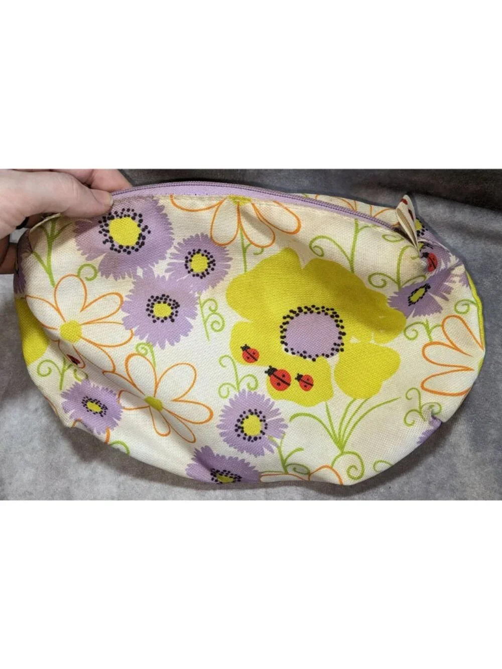 Y2K Cottagecore Clinique Floral Cosmetic Bag Ladybug Daisy Makeup Pouch